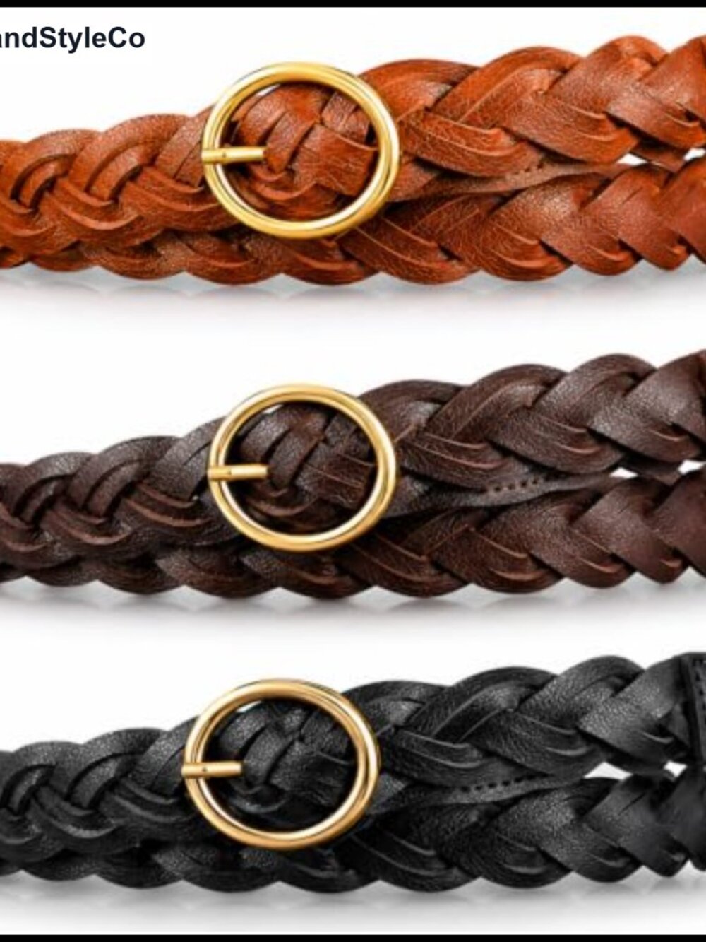 SATINIOR Women Braided Belt PU Leather O Ring Adjustable Set of 3